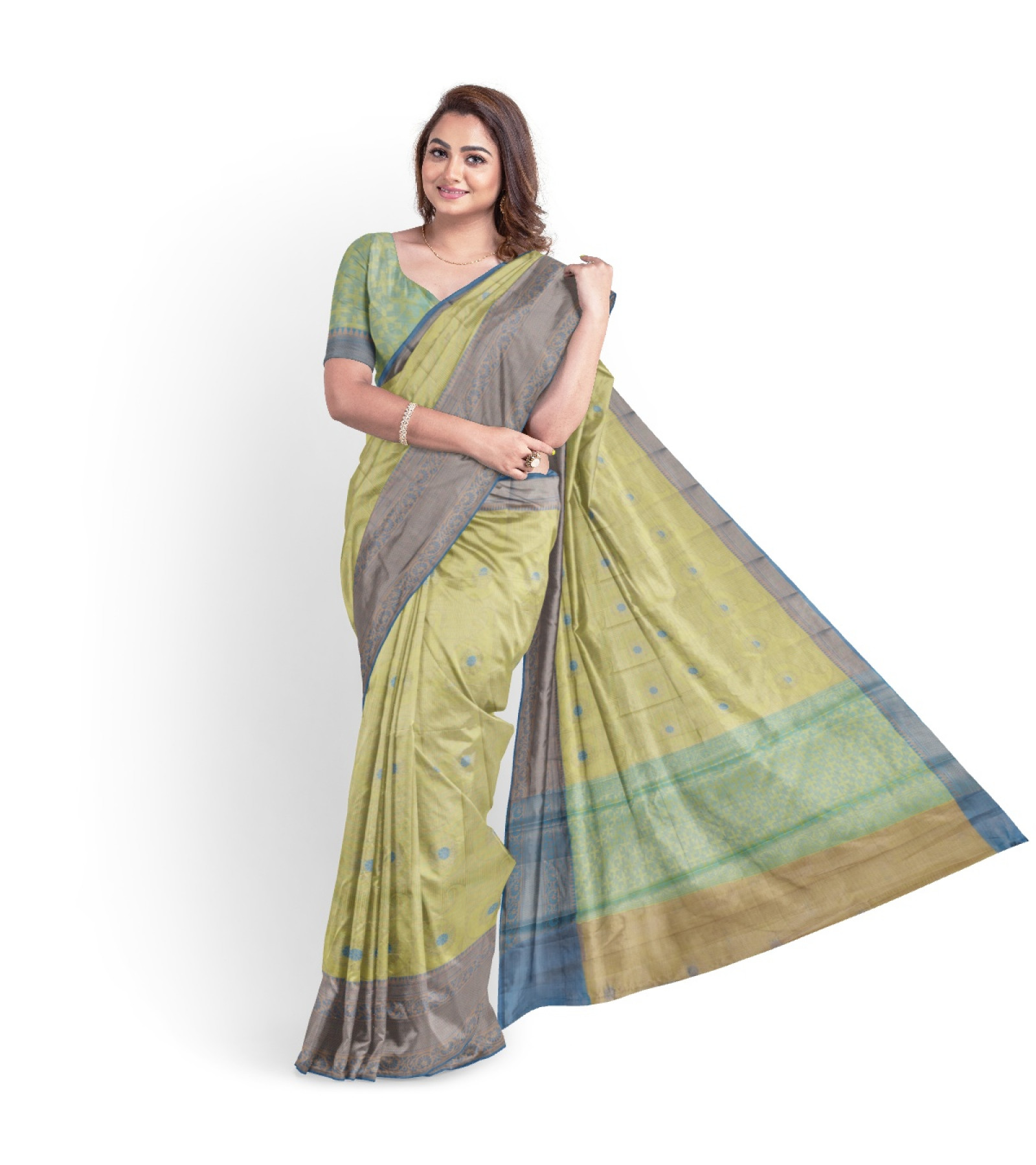 Exclusive Baby Green Embroidered Tussar Saree by Abaranji 